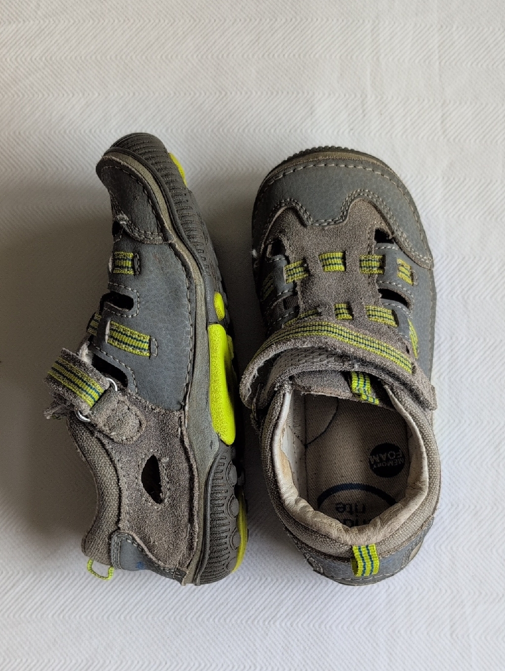 stride rite reggie fisherman sandals gray lime toddler size 10